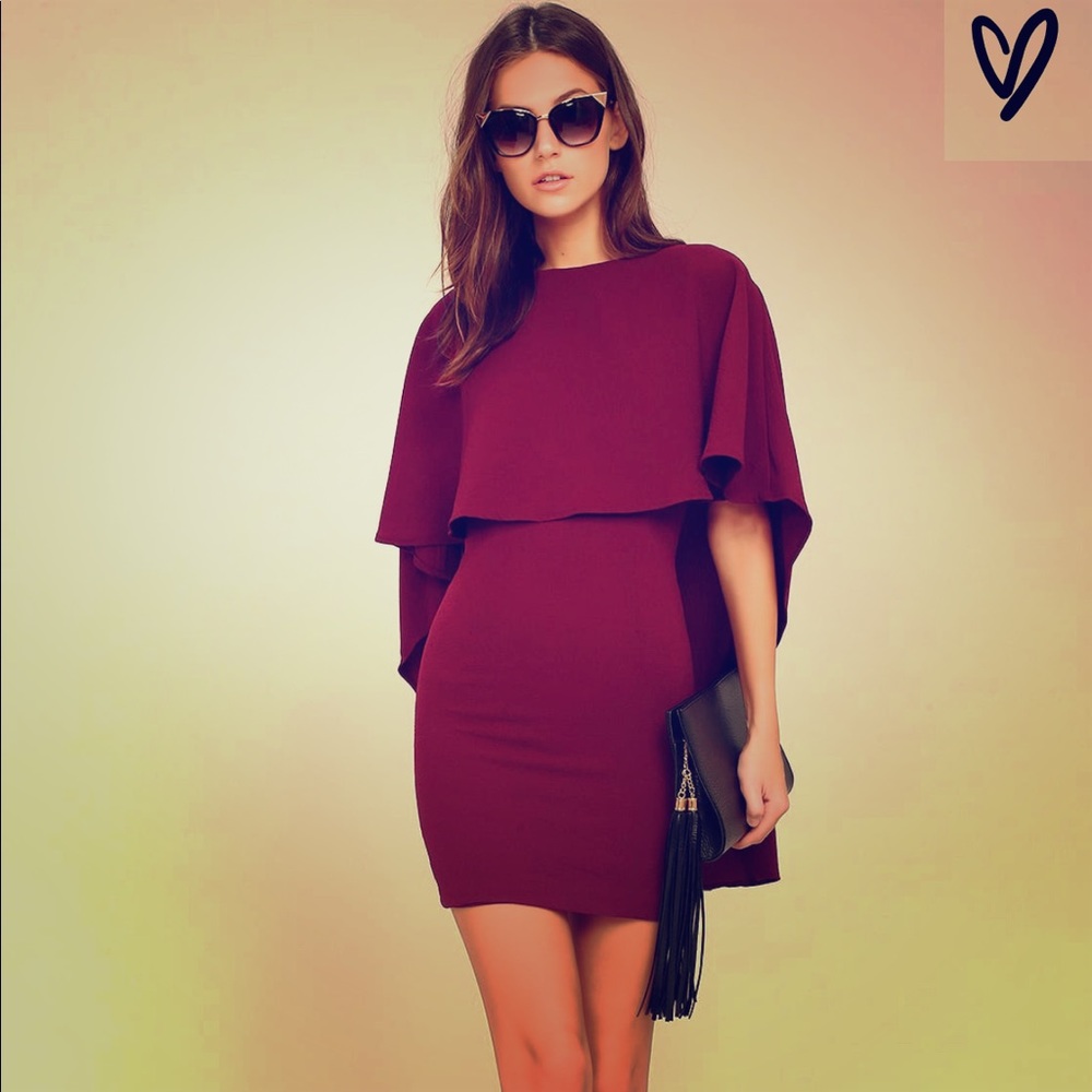 Brand New Burgundy Cape Dress